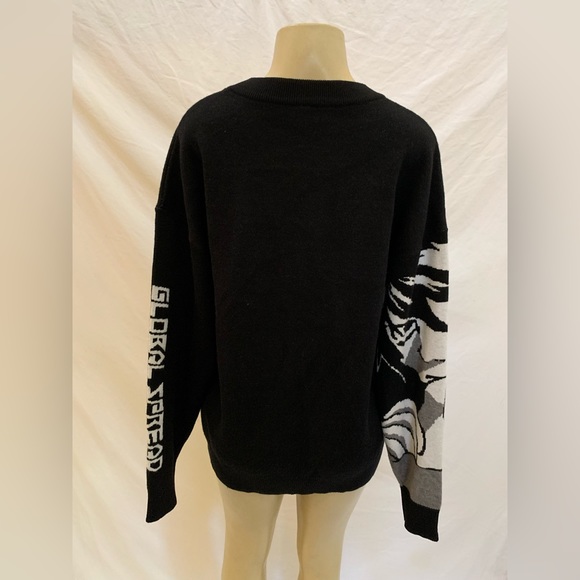 Black Air Unisex Size Large Black & White Knit Anime Crewneck Sweater - Picture 4 of 10